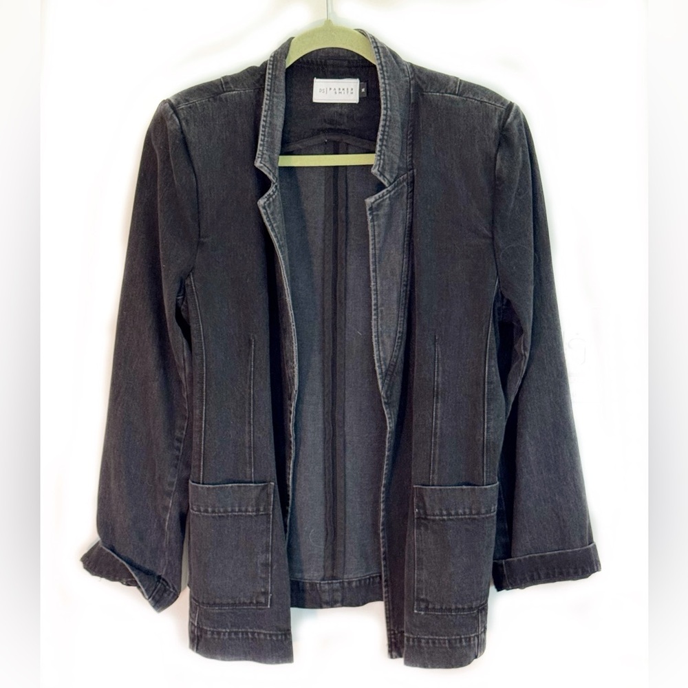 Parker Smith Black Distressed Denim Jacket, XL